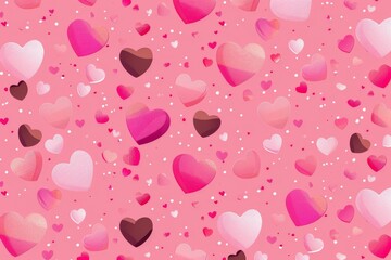 Abstract seamless geometric pattern with hearts in pink colors. Cute background - Valentines day design. Beautiful simple AI generated image in 4K, unique.