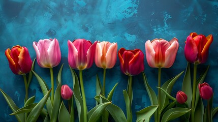 Beautiful tulips on solid background with copy space