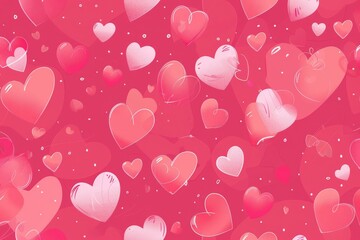 Abstract seamless geometric pattern with hearts in pink colors. Cute background - Valentines day design. Beautiful simple AI generated image in 4K, unique.