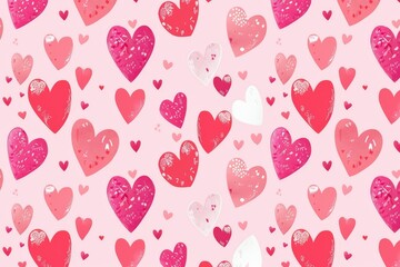 Abstract seamless geometric pattern with hearts in pink colors. Cute background - Valentines day design. Beautiful simple AI generated image in 4K, unique.