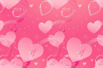 Abstract seamless geometric pattern with hearts in pink colors. Cute background - Valentines day design. Beautiful simple AI generated image in 4K, unique.