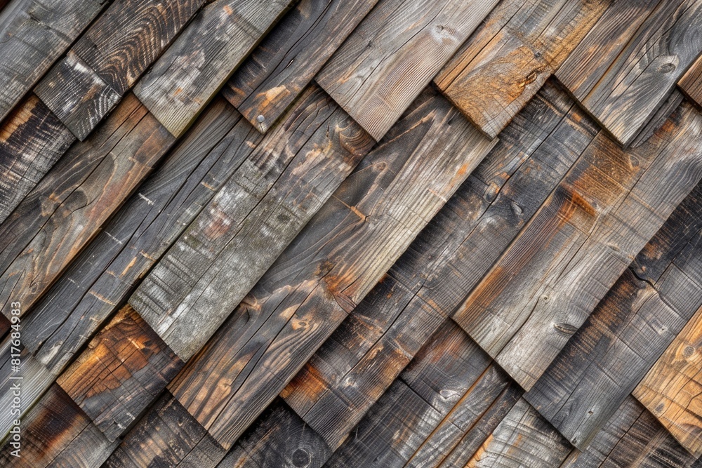 Poster detailed close up view of a wooden wall. perfect for background or texture use