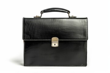Black briefcase on white background