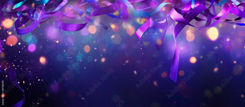 Wall mural a vibrant ultraviolet background filled with streamers confetti and ample room for additional text o - Wall murals