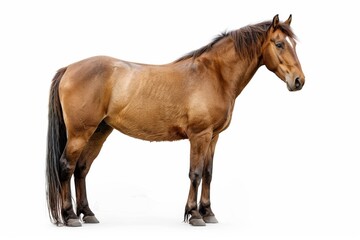 Obraz premium Full-length portrait of a wild mustang horse standing tall on a white background