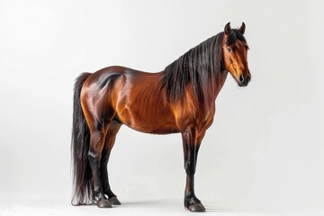 Obraz premium Full-length portrait of a magnificent wild mustang horse standing against a plain background