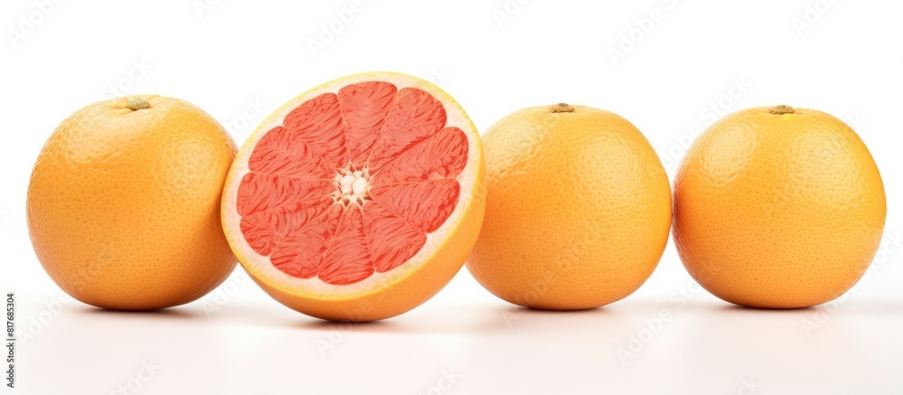 Poster Copy space image of vibrant grapefruits against a pristine white backdrop