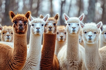 A herd of llamas standing together, suitable for various design projects