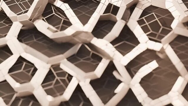 The hexagonal grid transforms into different shapes through animation