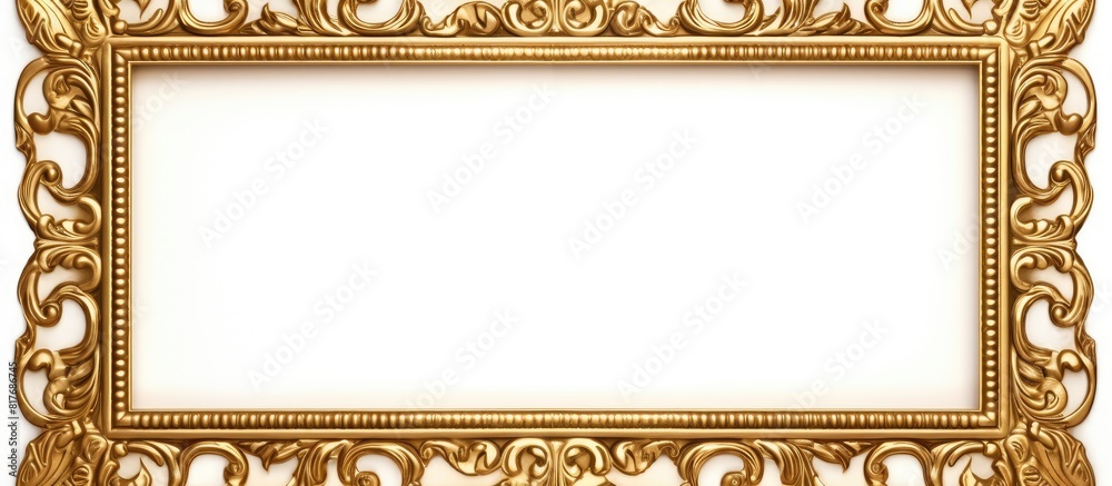 Aufkleber A golden picture frame stands alone against a white background leaving ample copy space for additional images or text