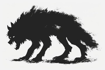 Detailed black and white illustration of a wolf. Ideal for wildlife or nature themes
