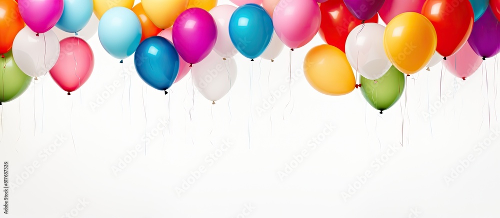Leinwandbilder A vibrant array of balloons with various colors set against a clean white background providing ample space for adding text or images
