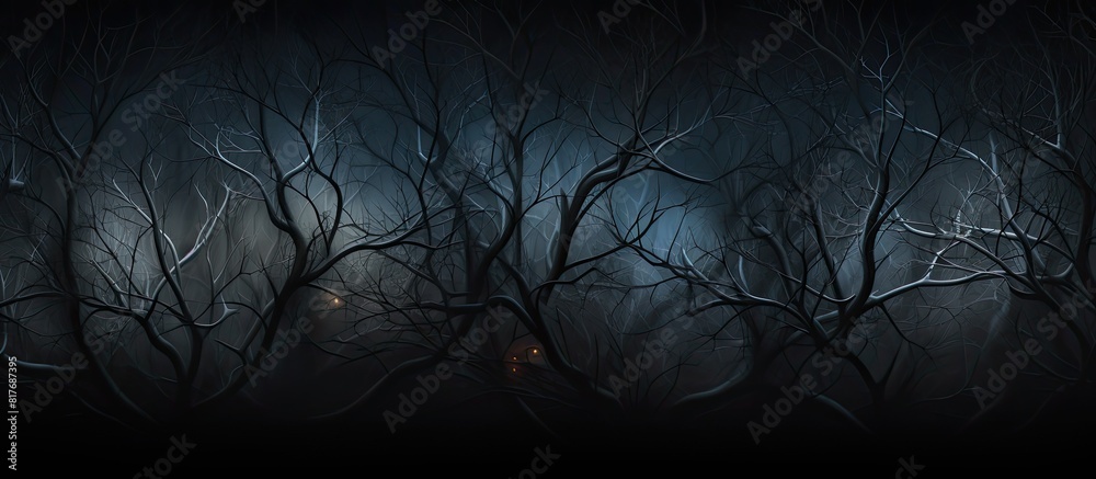Poster A wall covered in branches and foliage with a play of light and dark creating intriguing patterns Copy space image