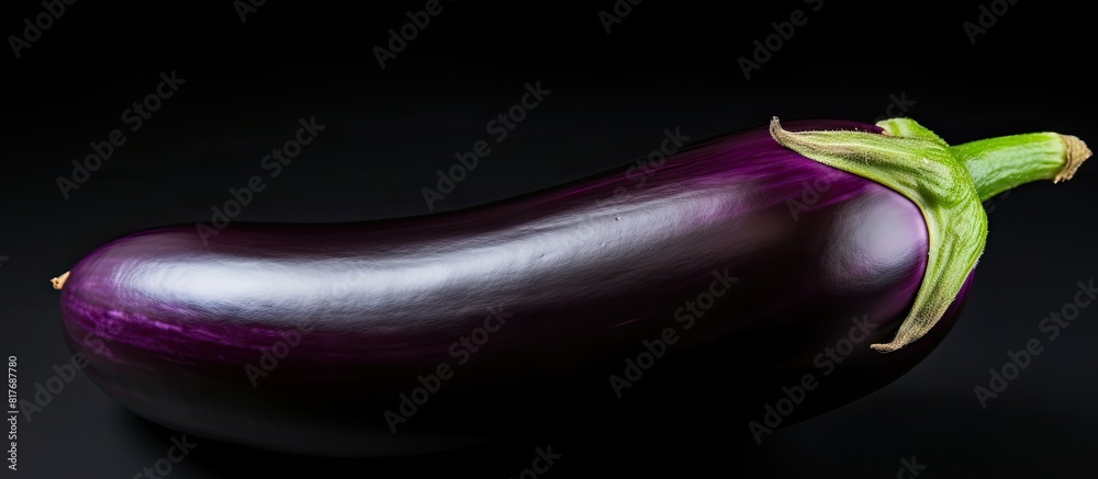 Poster Top view of an eggplant or aubergine isolated on a white background with ample copy space for text