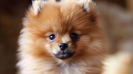 Obraz premium Portrait of adorable Pomeranian Spitz puppy