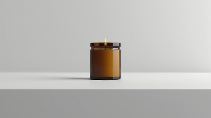 Fototapeta premium Stylish Amber Candle Mockup with Copyspace for Spa and Relaxation