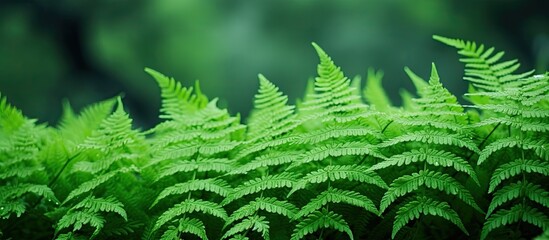 Nature showcases the growth of fern green leaves providing a copy space image