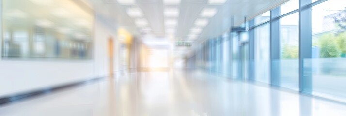 Blur Image Background of Corridor in Hospital or Clinic