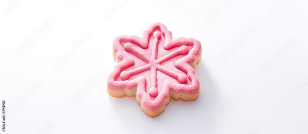 Poster a pink cookie cutter can be seen on a white background in this image that has copy space