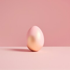 Fototapeta premium Elegant Pastel Pink Egg with a Golden Touch on Minimalist Background - Generative AI