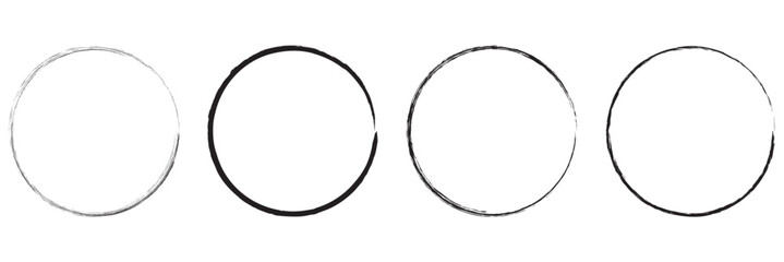 Hand drawn circle line sketch set isolated on white background. Vector circular scribble doodle round circles for message and for note mark . Vector illustration