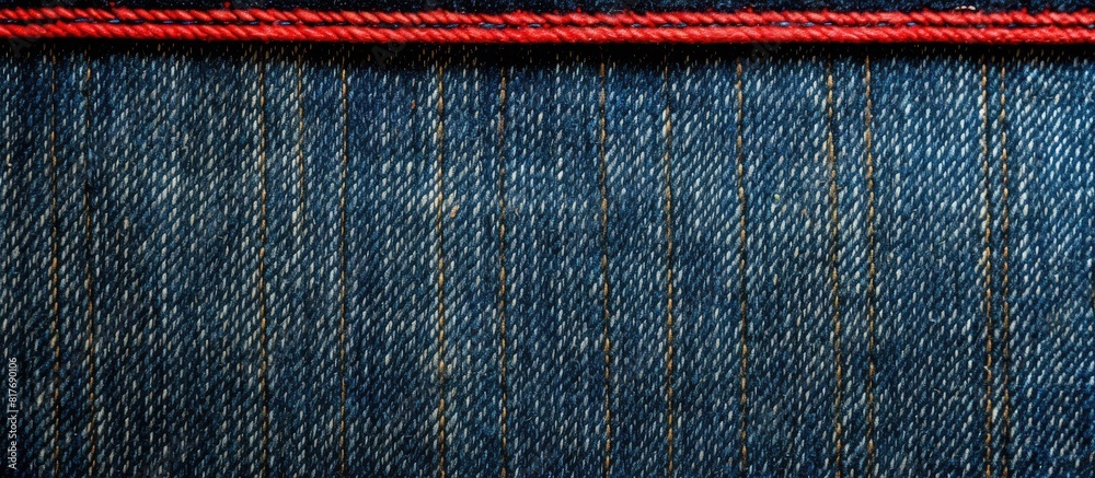 Poster denim with a stitched seam displaying a bright color copy space image