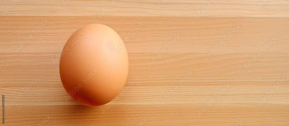 Poster Top view of an egg placed on a table with ample copy space in the image
