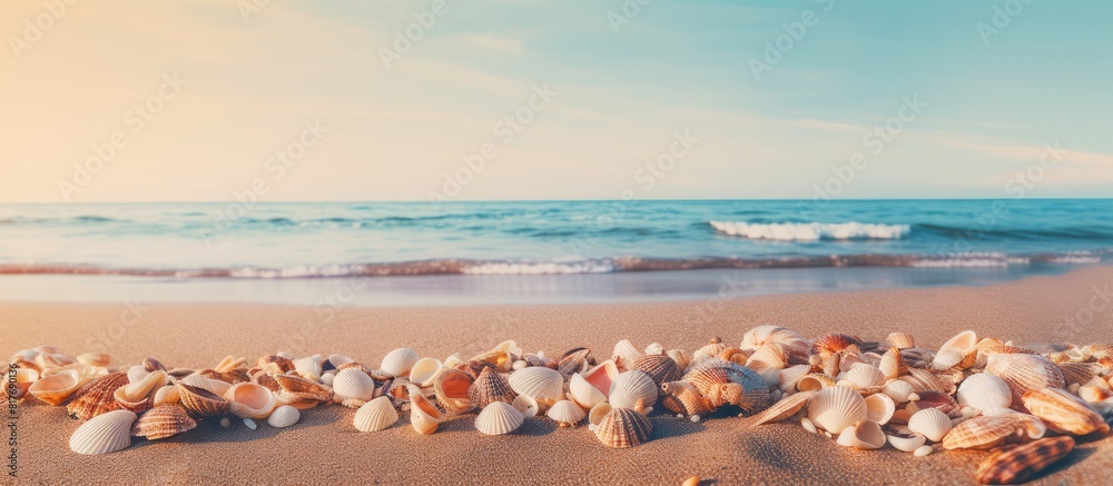 Leinwandbilder the beach is scattered with heaps of shells providing a perfect copy space image