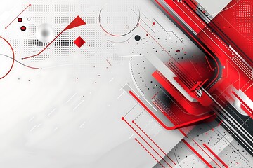 Design a business-focused vector background with abstract red and silver elements, thoughtfully integrating space for copy and stock illustrations