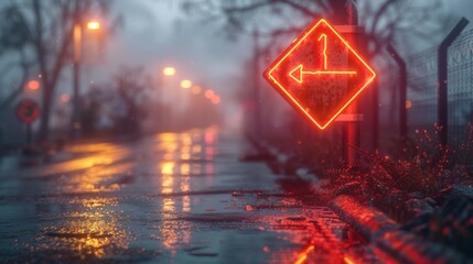 Develop a collection of neon road signs and highway markers