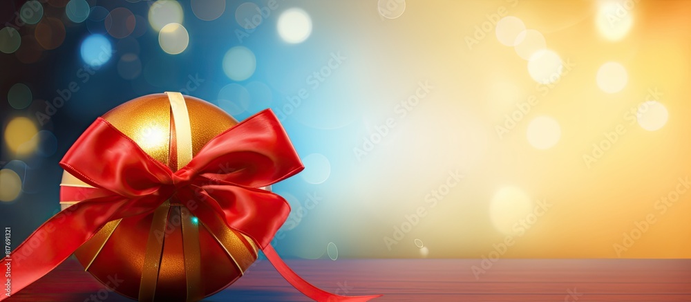 Leinwandbilder a christmas ball adorned with a ribbon bow sits on a vibrant colored background creating an appealin