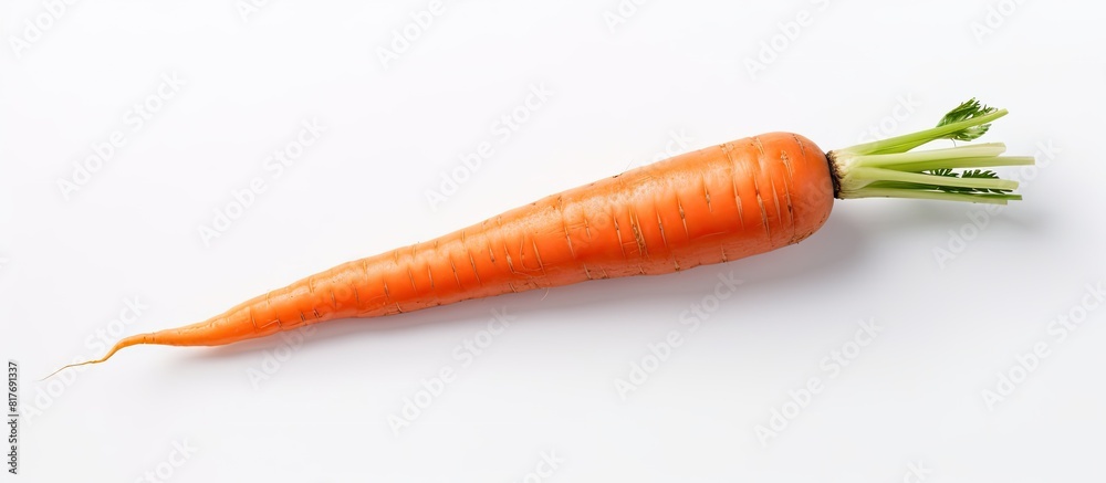 Aufkleber A crisp bright orange carrot is showcased on a pristine white surface creating a visually pleasing copy space image