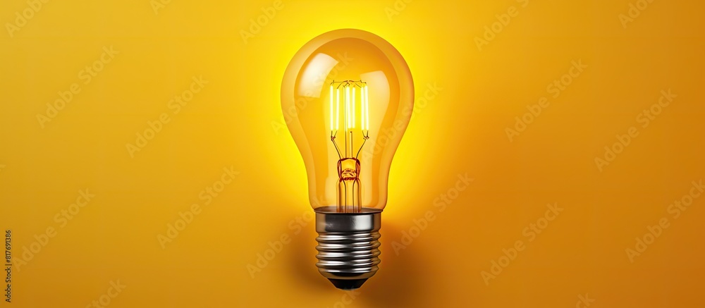 Poster The LED light bulb is showcased on a vibrant yellow background providing ample space for additional content or text incorporation