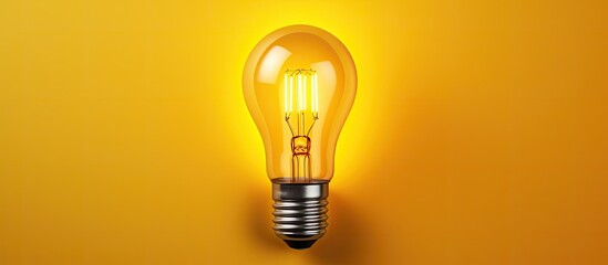 The LED light bulb is showcased on a vibrant yellow background providing ample space for additional content or text incorporation