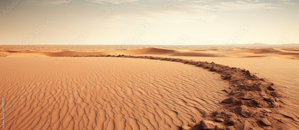 Fototapete beautiful background with a wheel track in the sand texture perfect for adding text with copy space