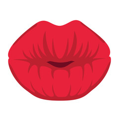 Woman kiss. Beautiful red lips.
