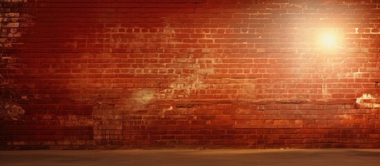 Sunlit copy space image with a grunge background of a red brick wall