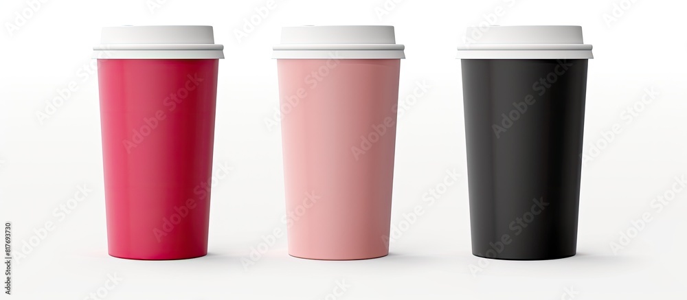 Fototapete a mockup coffee cup set on a white background with a design concept it offers ample copy space for t