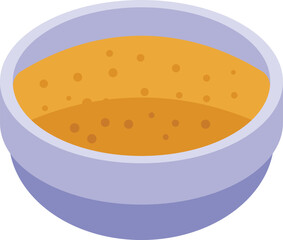 Colorful vector graphic of a purple pet bowl filled with brown kibble, isolated on white