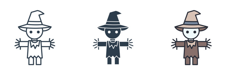 Scarecrow Icon Halloween theme symbol vector illustration isolated on white background