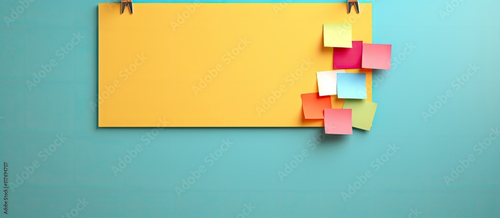 Poster A multi colored pin decorates the blank note providing a vibrant and visually appealing copy space image
