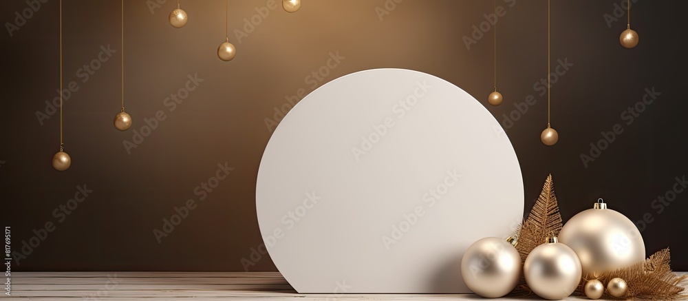Aufkleber christmas themed compositions featuring circular blank cards and festive decorations allowing for am