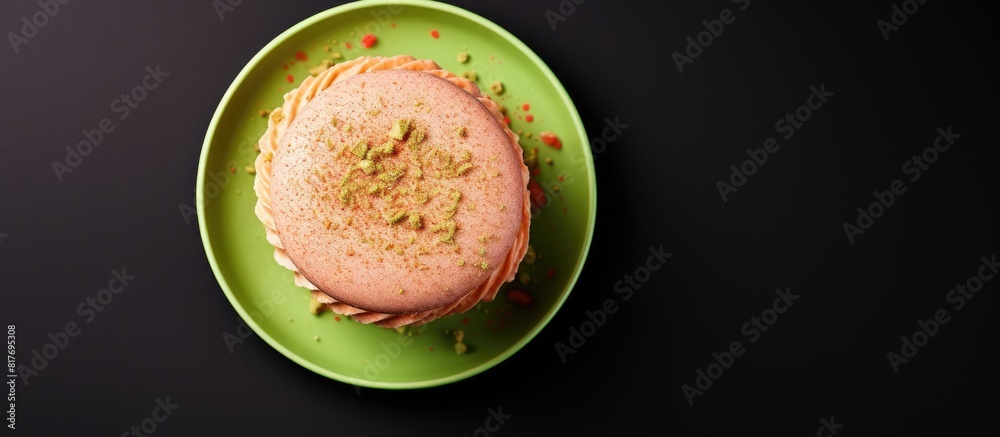 Canvas Prints Top view of a French macaroon cake representing the concept of a holiday with the copy space image