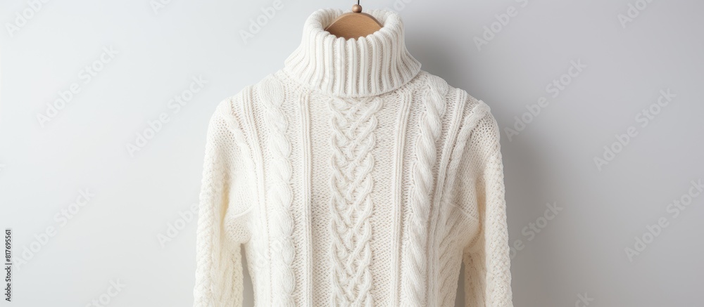 Poster cozy knitted sweater with a white background ideal for copy space image