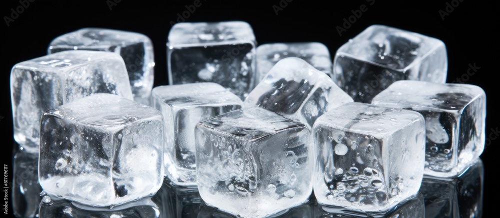 Poster the photograph showcases crystal clear ice cubes with plenty of room for personalized text or design