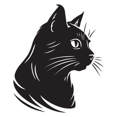 Cat head logo art design, black vector illustration on white background