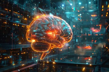 A futuristic representation of the impact of mental health disorders on brain function