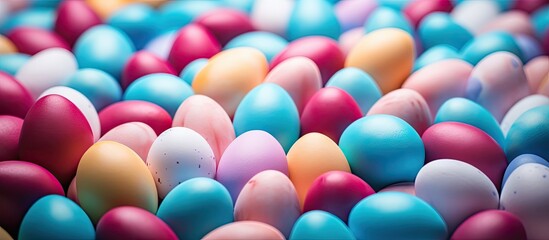 Colorful Easter eggs on a background with copy space image