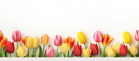 Isolated tulip flowers on a white background with ample copy space for your text