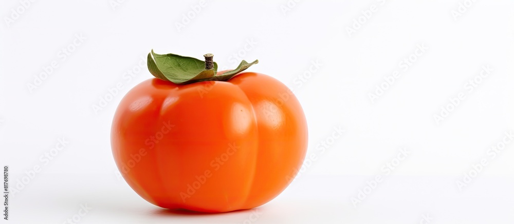 Poster copy space image of a persimmon against a white background